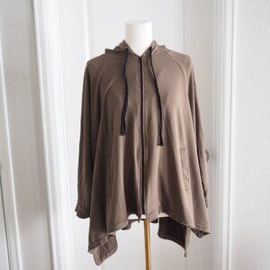 Lisa Bayne Oversized Olive Green Full Zip Hoodie Poncho Sz M/L